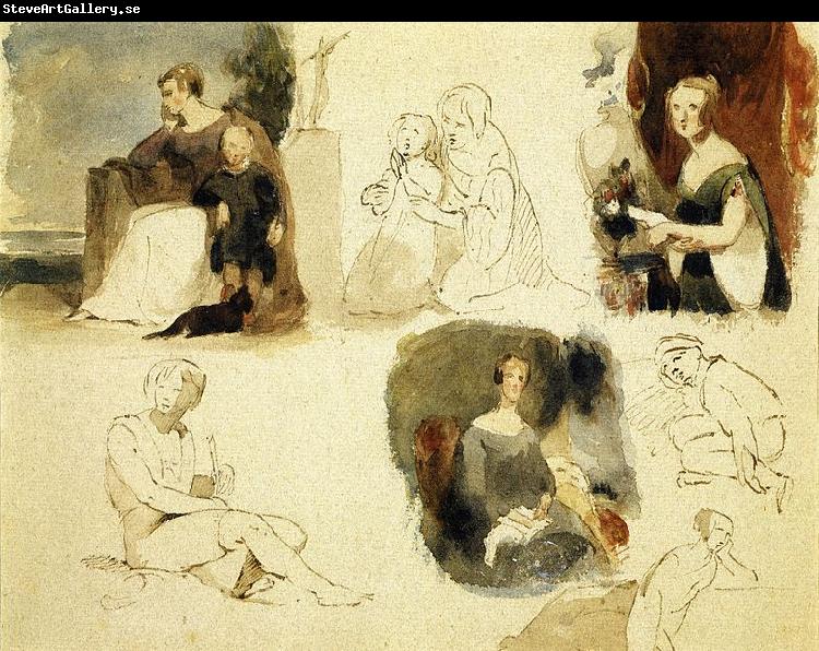 Thomas Sully Sheet of figure studies